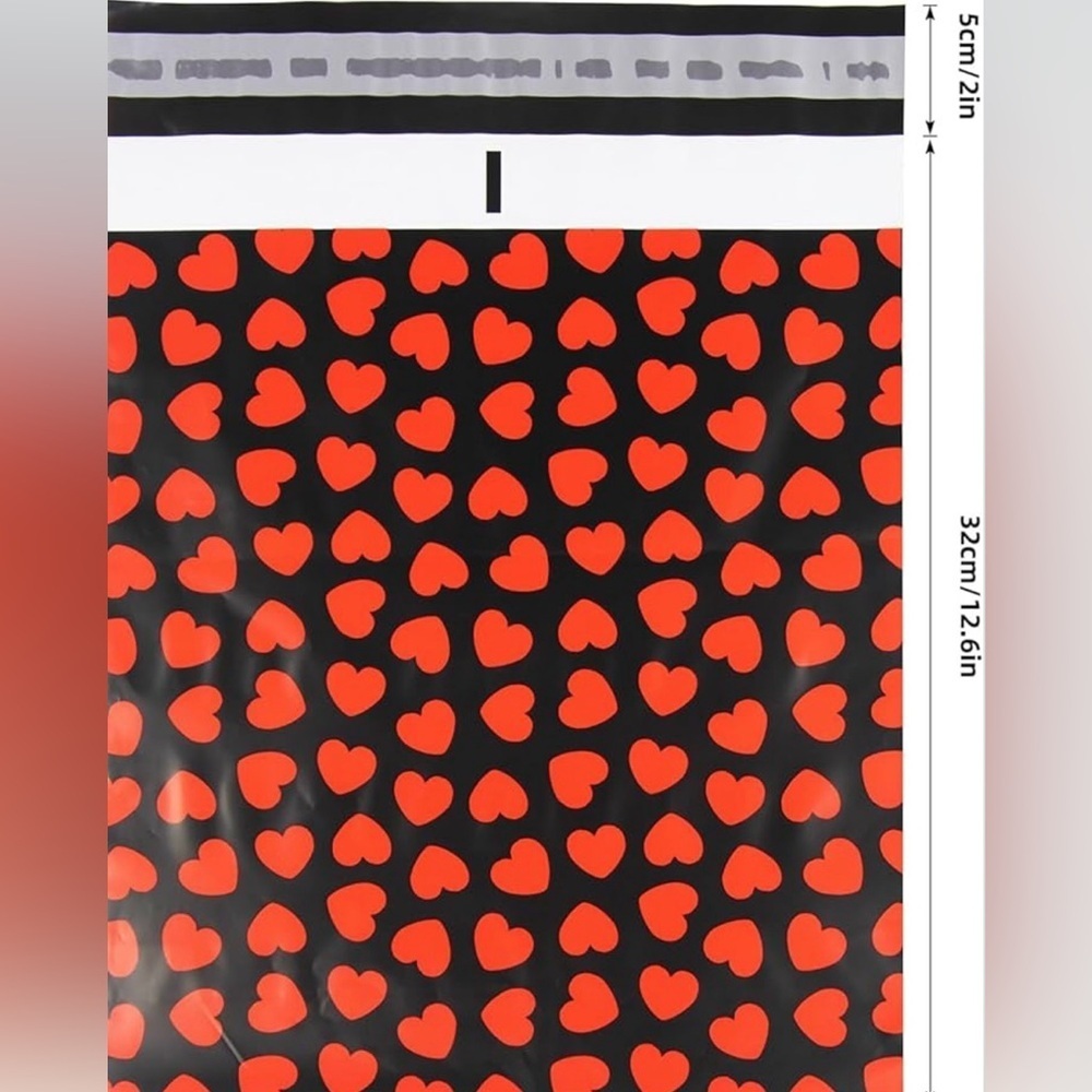20 (10” x 13”) Heart Patterned Poly Mailers Poly Bags - Picture 2 of 4